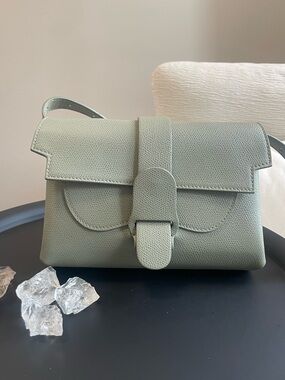 Senreve Aria Olive Green Pebbled Leather Crossbody